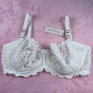 Victoria's Secret Dream Angels White Eyelet Unlined Uplift Sling Bra 34DD NWT